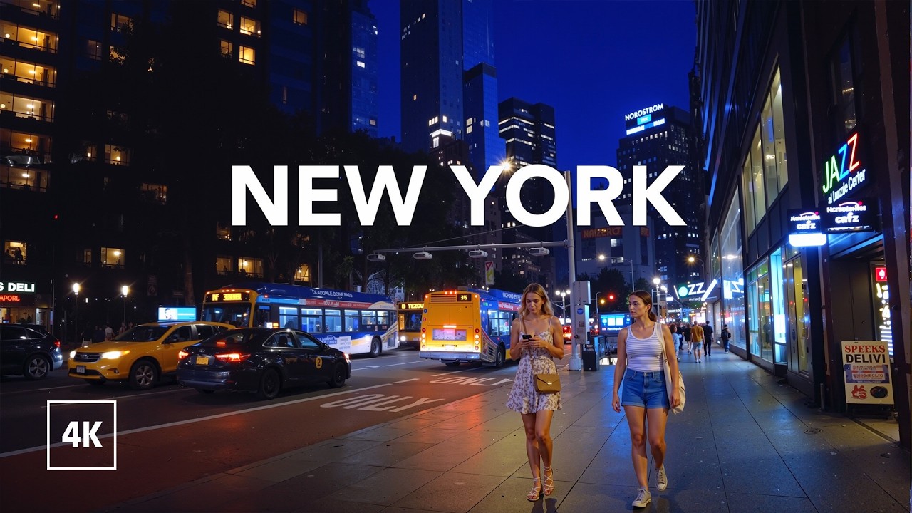 Walking in New York at Night 🗽 Explore Midtown Manhattan / NYC Walking Tour 4K