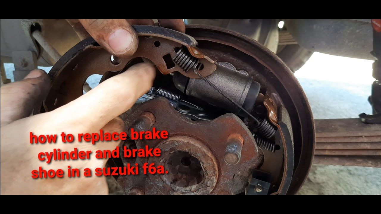 how to replace brake cylinder and brake shoe in a suzuki f6a pick up step by step procedure(DIY)