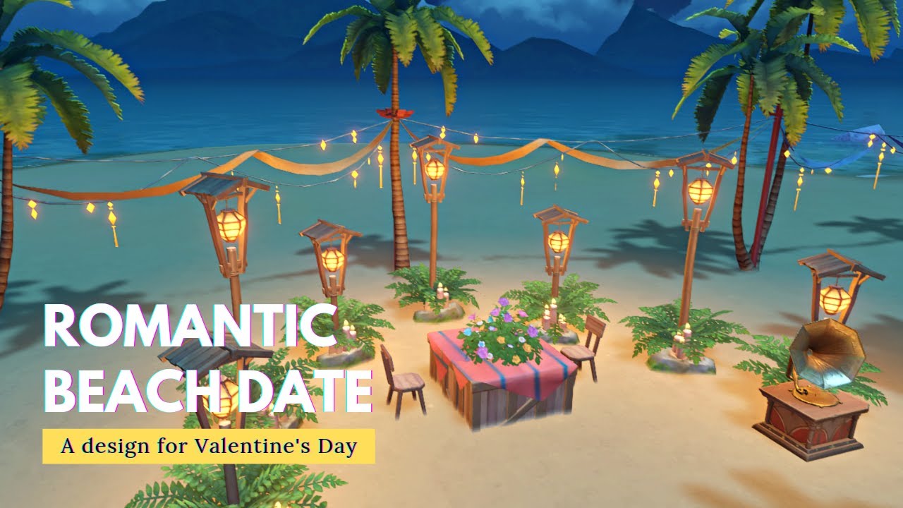 Romantic Beach Date 💘 (no floating) || Genshin Serenitea Pot Design