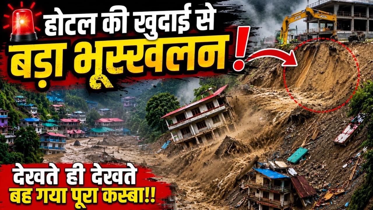मसूरी के पास कद्दूखाल में भूस्खलन | होटल निर्माण की खुदाई से बढ़ा खतरा | Uttarakhand Landslide News
