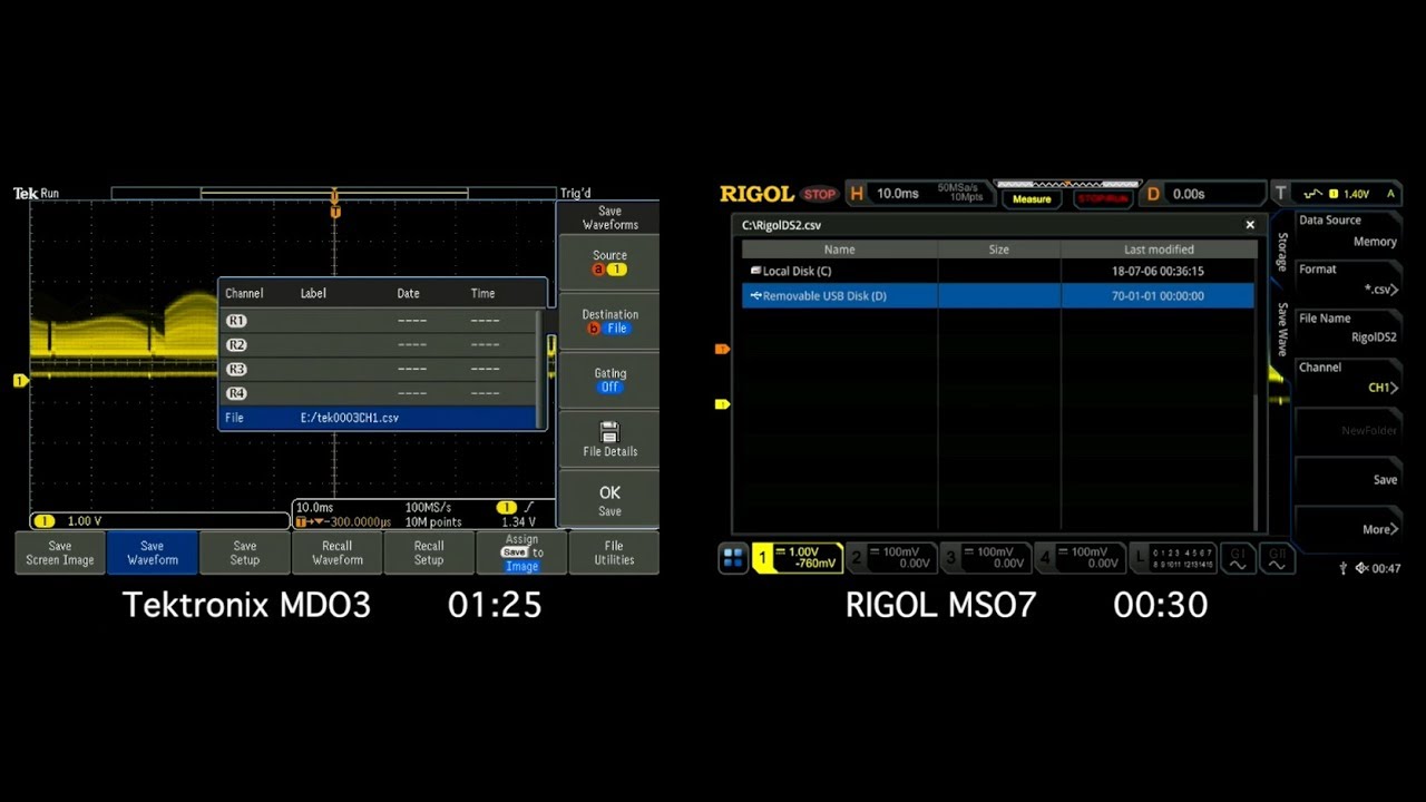 Storage Speed Comparison of the MSO7000 VS MDO3000