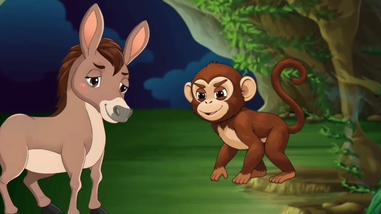 चलाक बंदर और मूर्ख  गधा की किस्मत की मॉरल कहानी 