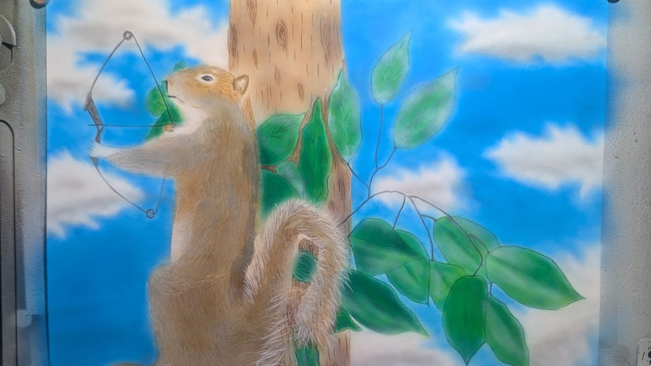 Clouds and skies added to the painting..