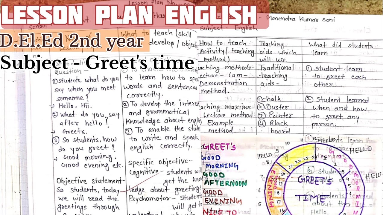 English Lesson plan ।। Greet's time।। CG DElEd 2nd year @studyhubguru