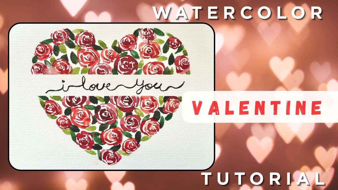 watercolor valentine card