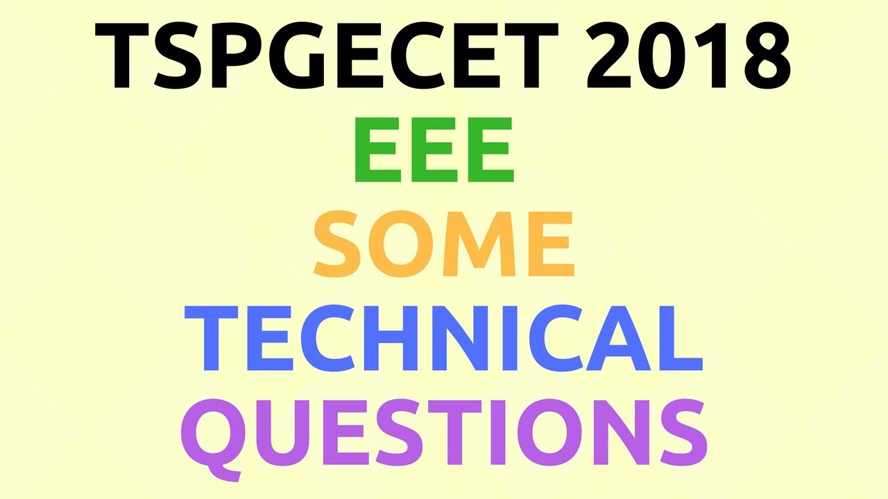 TSPGECET 2018 Questions | Some Technical Questions | Hindi |