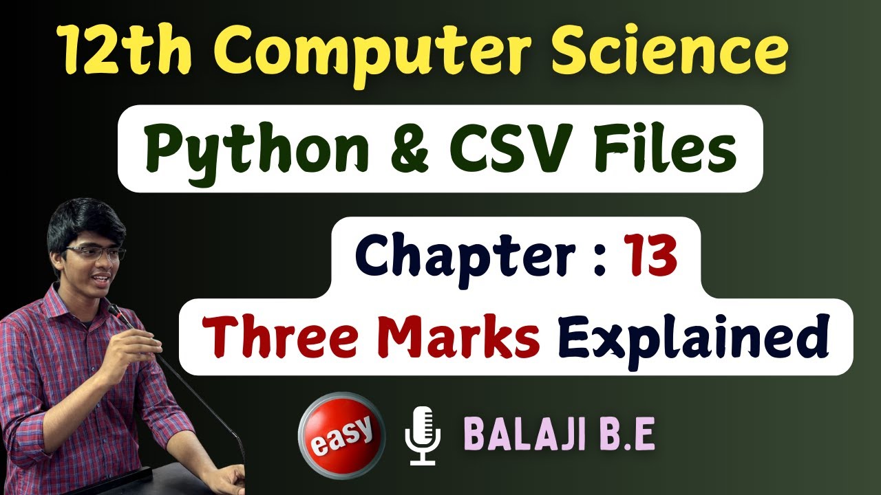 12th Computer Science - Chapter 13 | Book Back Three Marks | Important | Python and CSV Files #12th