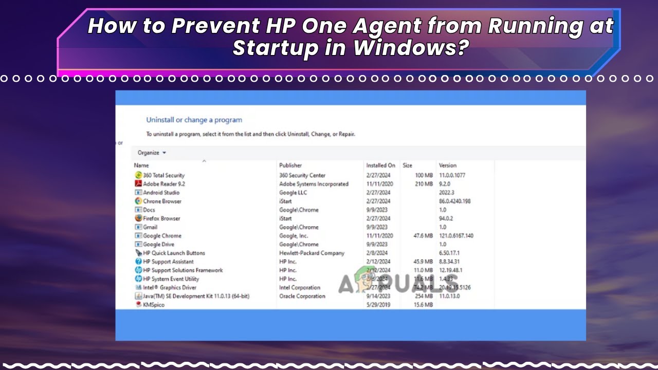 How to Prevent HP One Agent from Running at Startup in Windows
