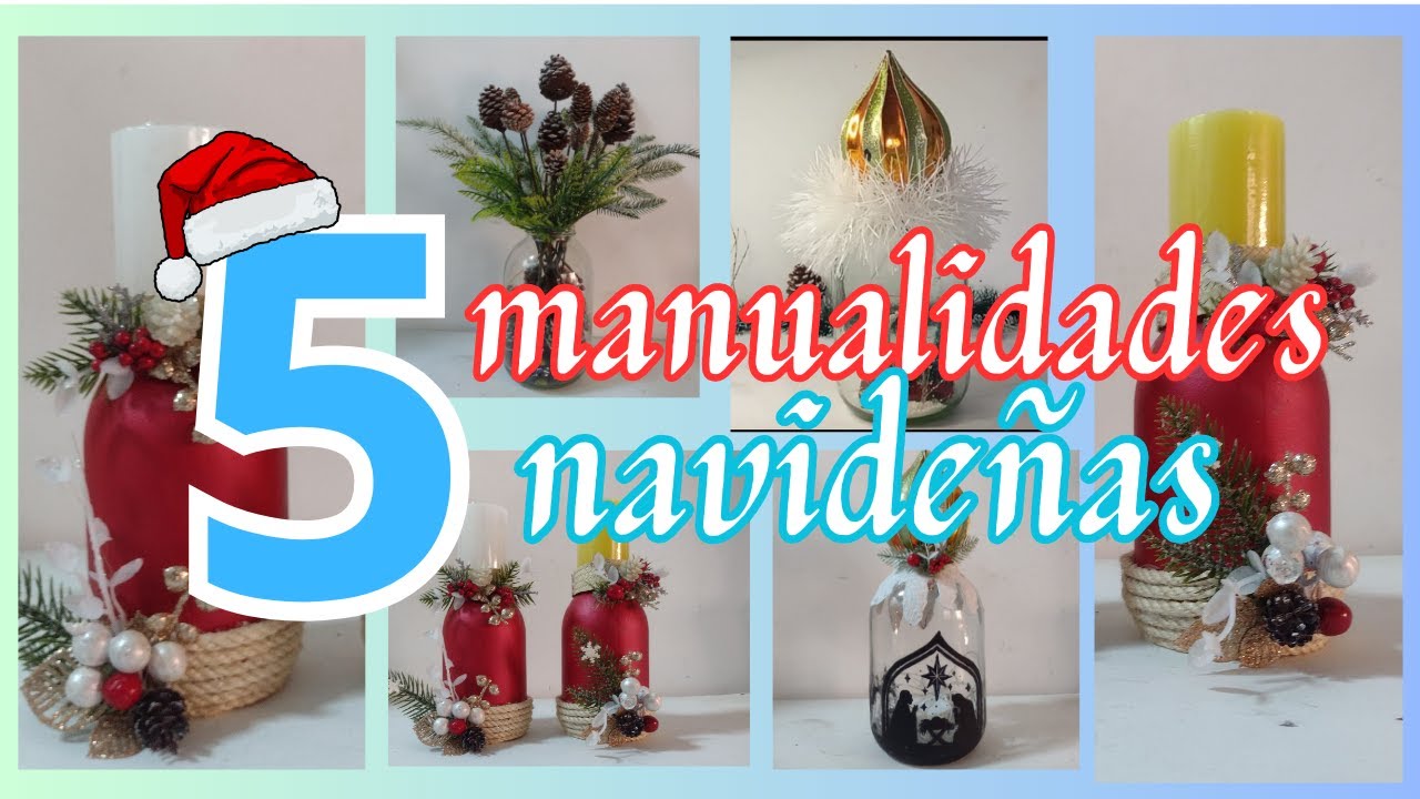 5 IDEAS NAVIDEÑAS🌲 con FRASCOS DE VIDRIO🫙 _ manualidades navideñas (2024)
