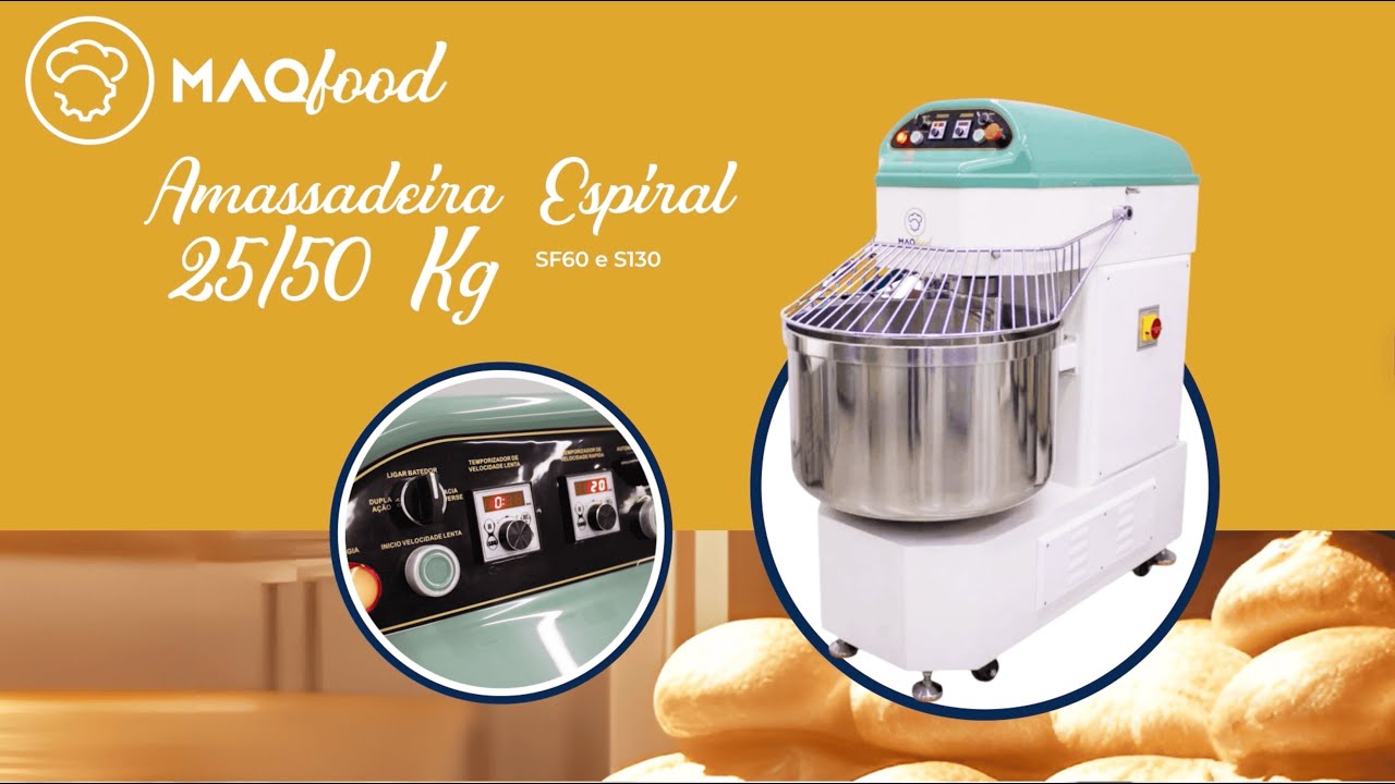 Amassadeiras Espirais MaqFood: SF60 (25kg) e SI30 (50kg) – A Força Ideal para Sua Produção!