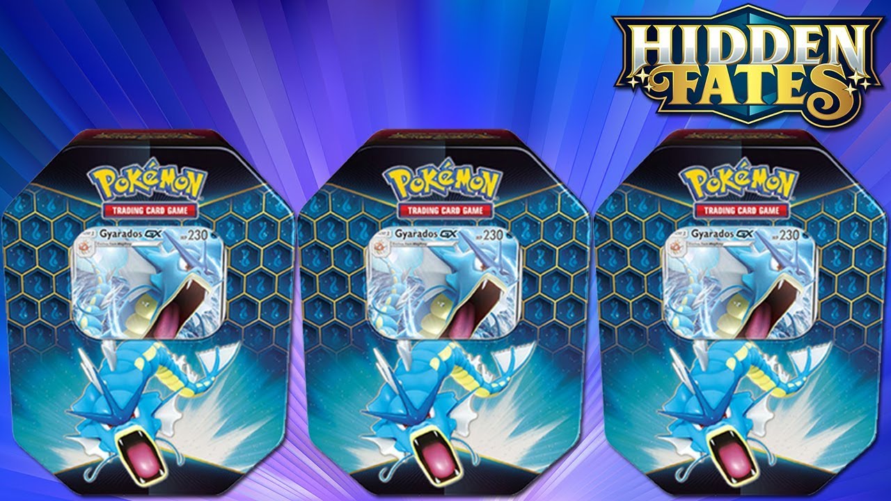 Opening 3 Gyarados GX Hidden Fates Tins of Pokemon Cards!