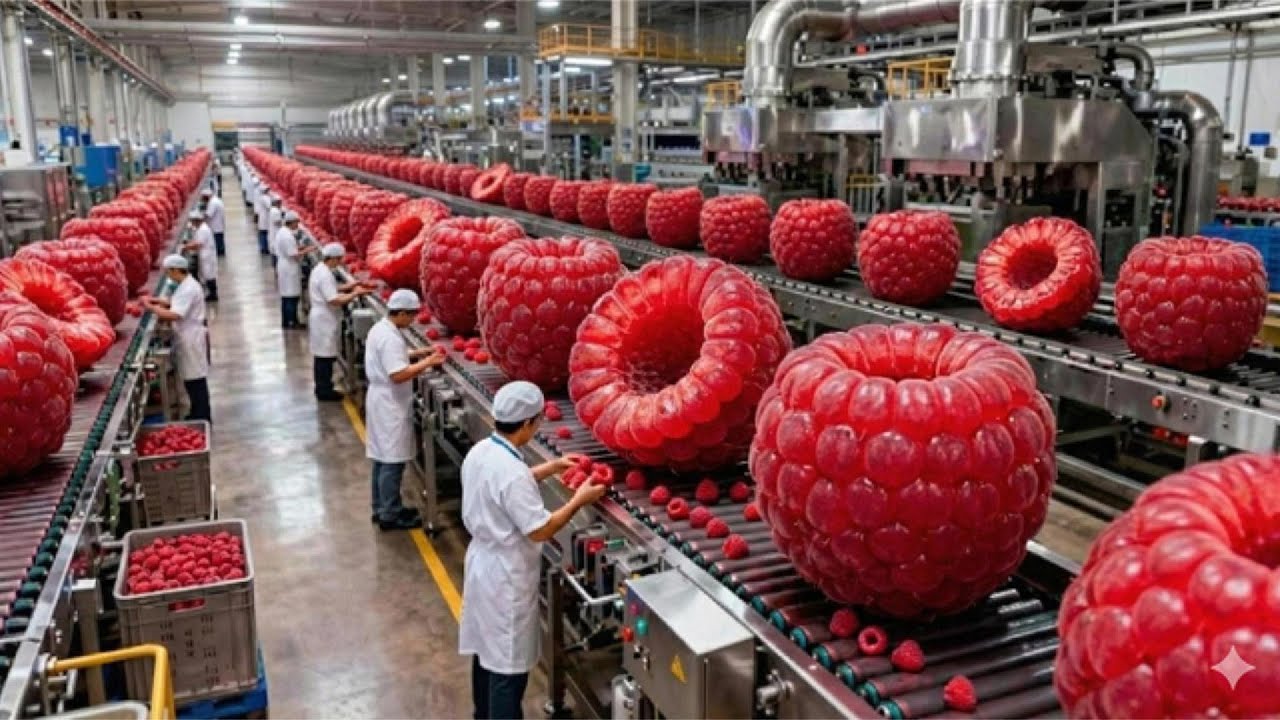 Inside a Raspberry Juice Factory: From Fresh Berries to Bottled Perfection (Full Process)