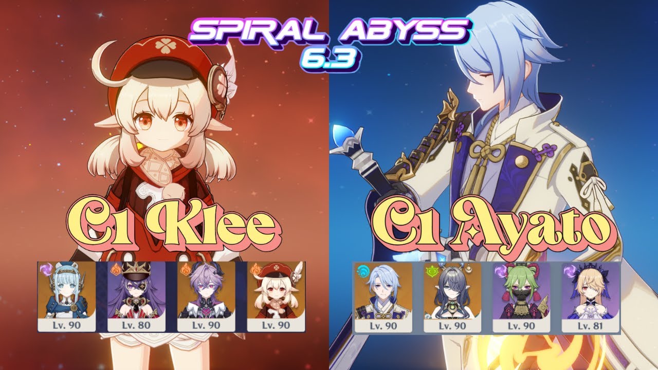 C1 Klee Overload & C1 Ayato Lauma Hyperbloom | Genshin Impact 6.3 Luna 4 Spiral Abyss Floor 12 36⭐
