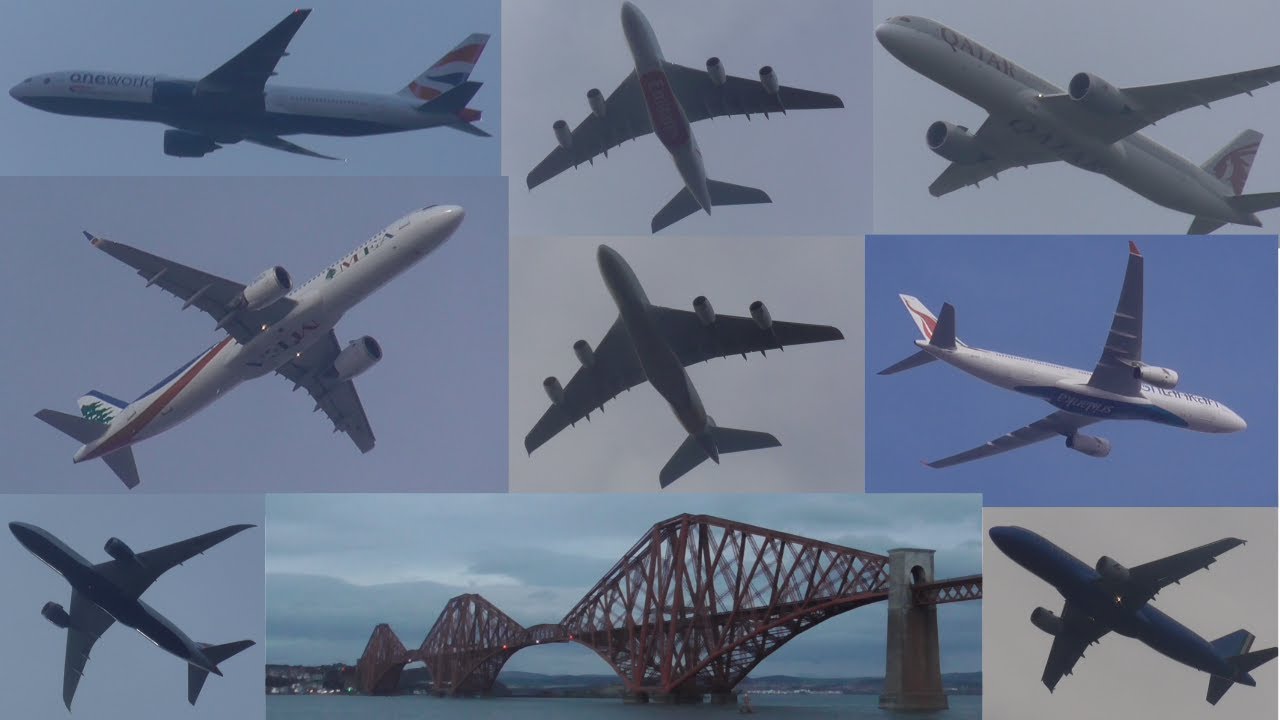 Planes at Edinburgh and London B757-777s-787s-A380s