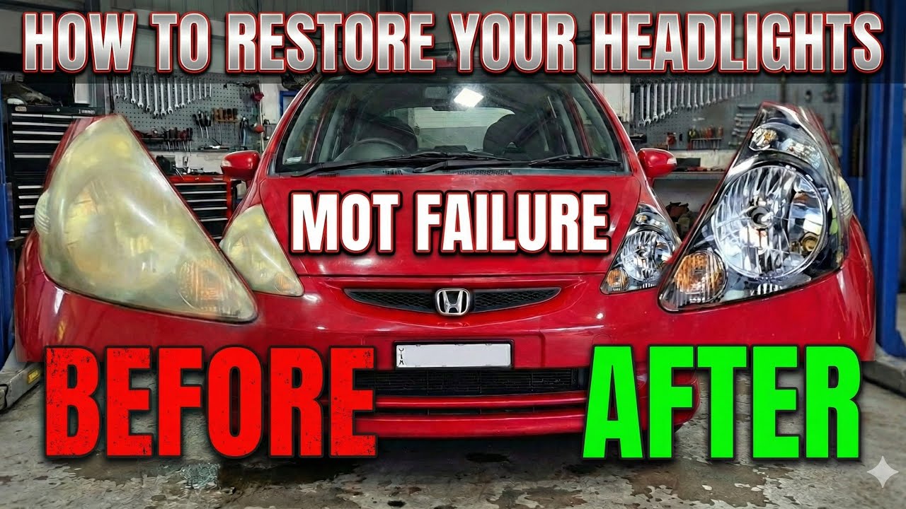 How to Yellow to Crystal Clear 23 Year Old Honda jazz Headlights restored better than new tutorial 