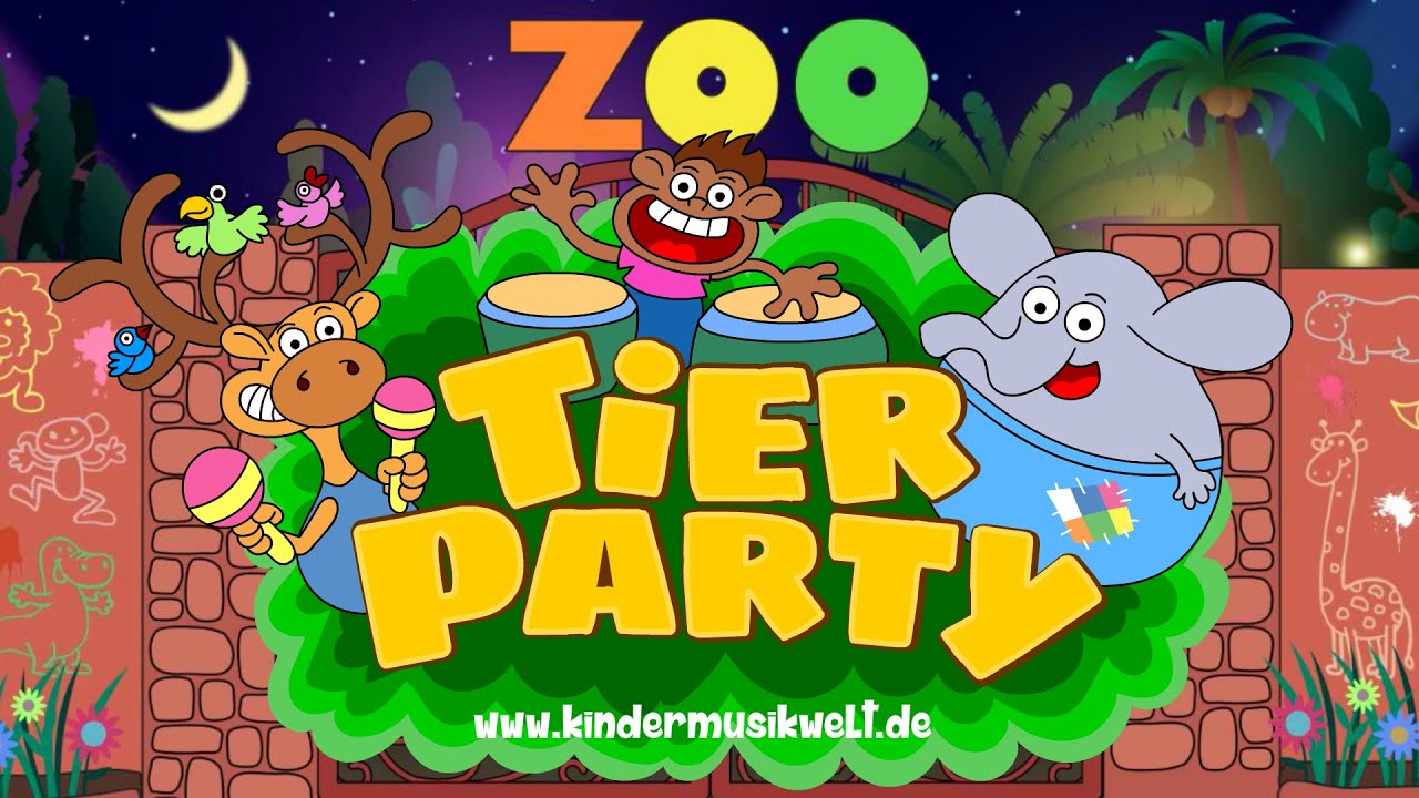 Tierparty | lustige Tiere im Zoo | Kinderlied zum Mitsingen | Kindermusikwelt