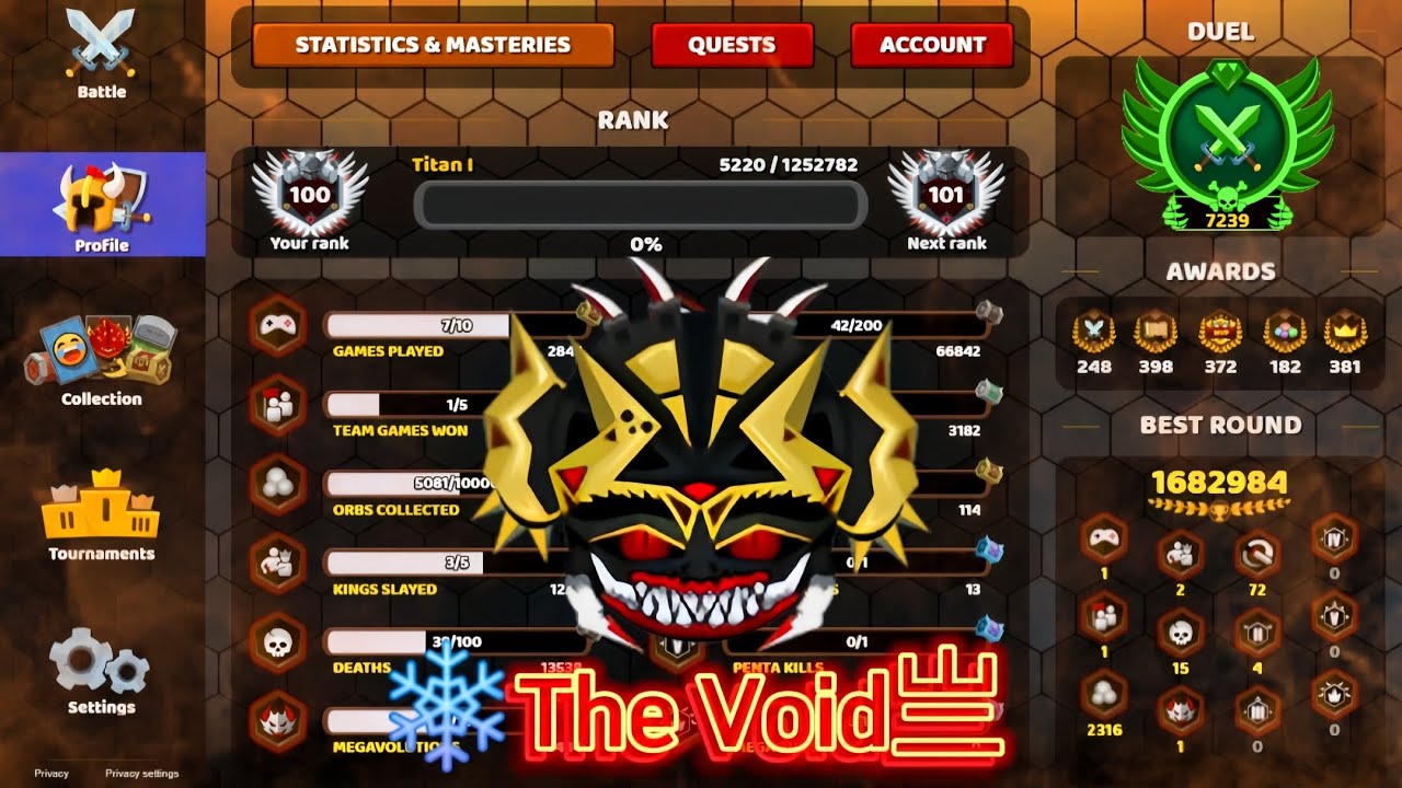 Evowars.io🕹️ Review acc The Void亗 - Người thứ ❓lên rank 100 với Duel ngọc lục bảo😈