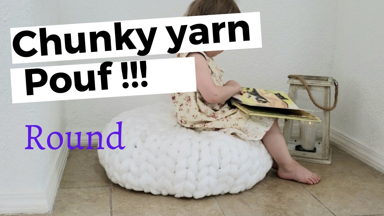 Chunky yarn pouf tutorial - floor pillow - finger knit ✌🐇
