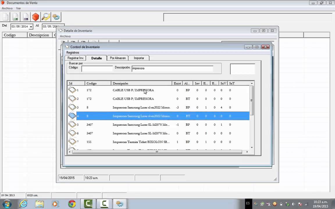Codigo System- Control de inventarios.