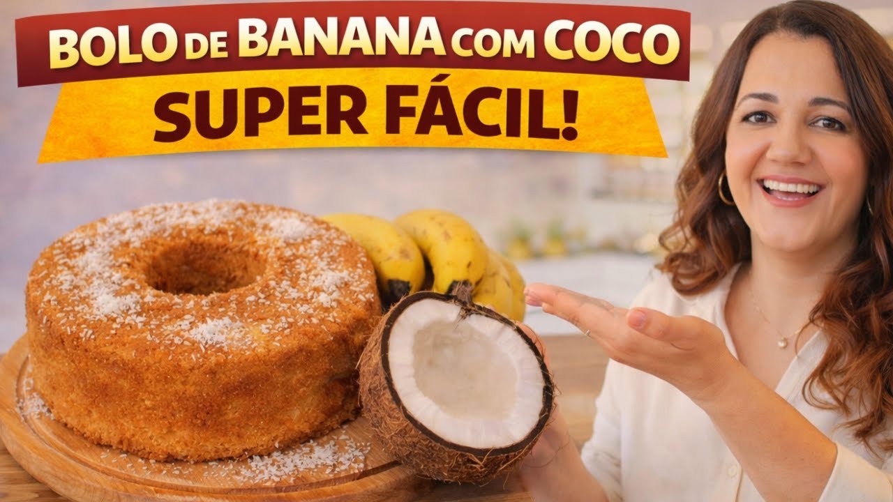 Bolo de Banana com Coco SUPER FÁCIL | Sem Liquidificador e Sem Batedeira