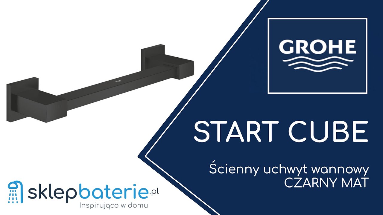 START CUBE Uchwyt łazienkowy wannowy CZARNY MAT GROHE 410942430 - SklepBaterie.pl