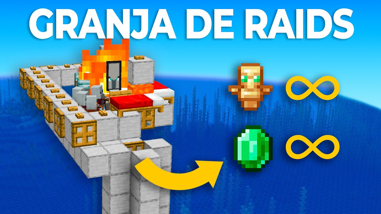 F&aacute;cil Granja de Raids Esmeraldas y T&oacute;tems - Minecraft 1.21.10 - 1.21.6 Java