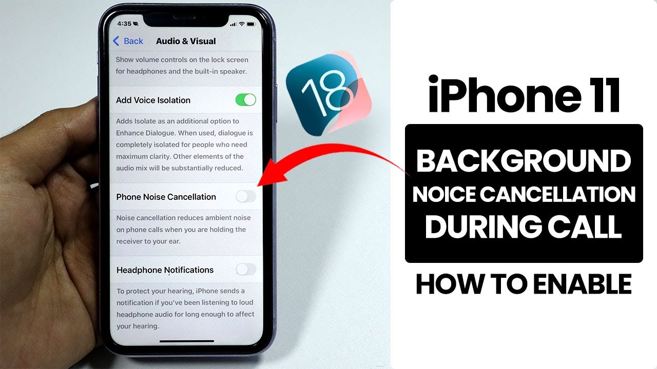 (iOS 18) Enable Background Noise Cancellation During Call in iPhone 11