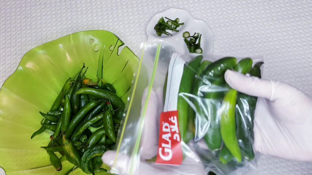 طريقة حفظ الفلفل الأخضر الحار في الفريزر ... How to Store Green Pepper in the Freezer