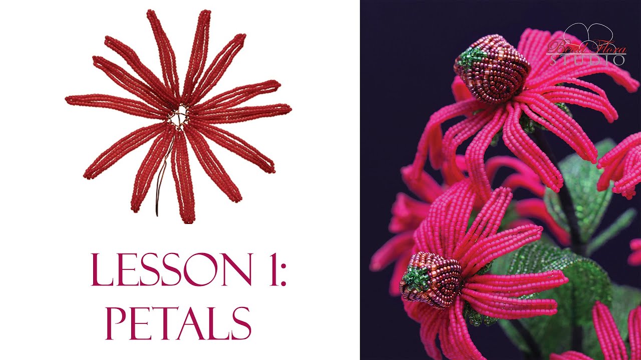 Lesson 1: Petals French beaded Echinacea #frenchbeadedflowers