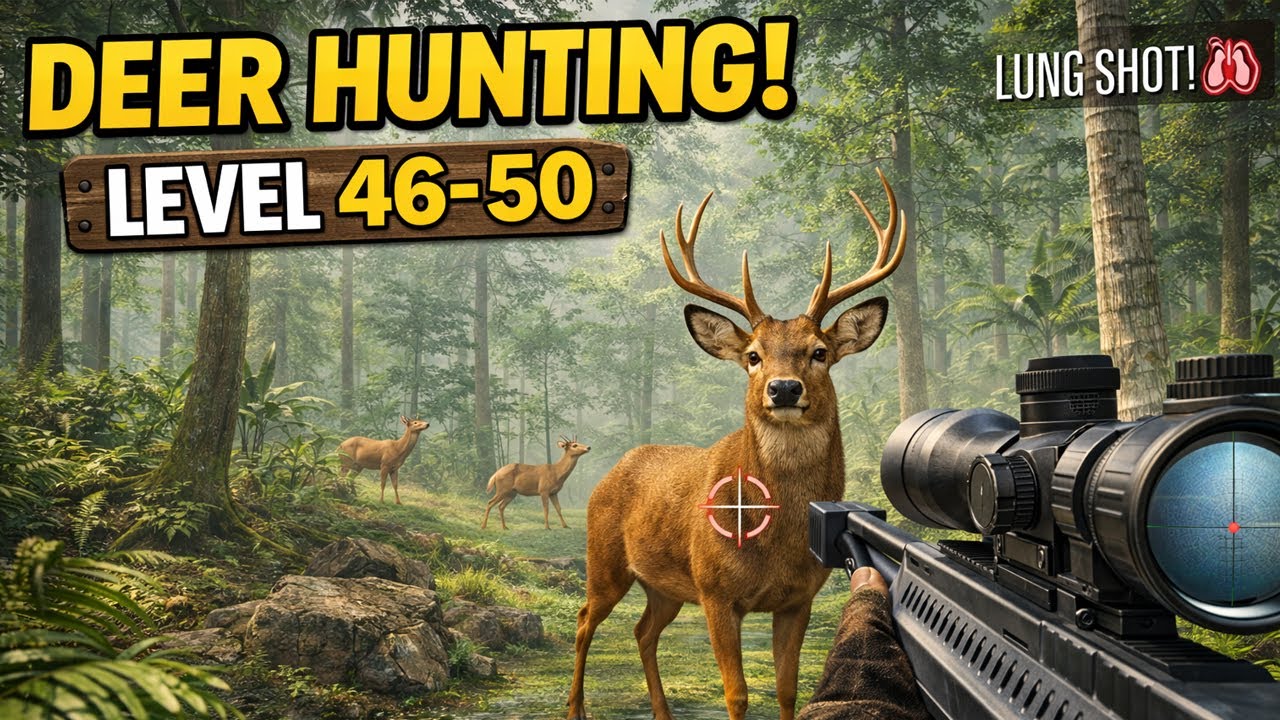 Jungle Hunting Challenge 🌴 Deer Hunting 2025 Levels 46–50 | Cheetah, Giraffe & Gorilla