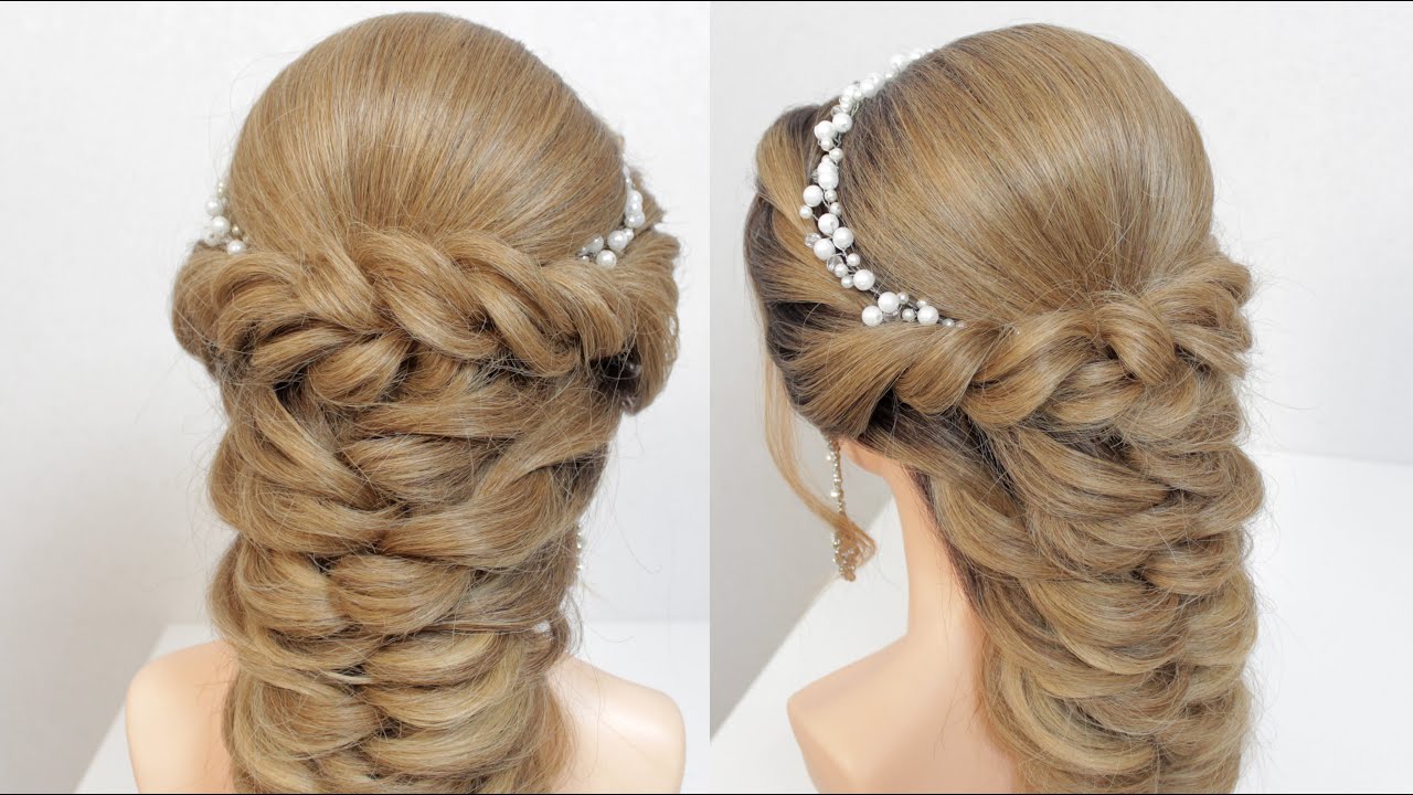 Wedding hairstyle for long hair. Braided hairstyle.