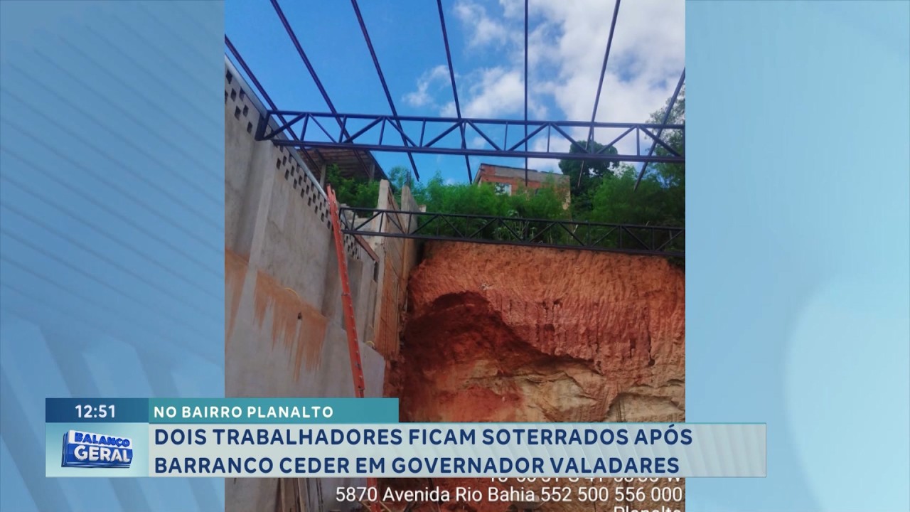 Bairro Planalto: Dois trabalhadores ficam soterrados após barranco ceder em Gov. Valadares.