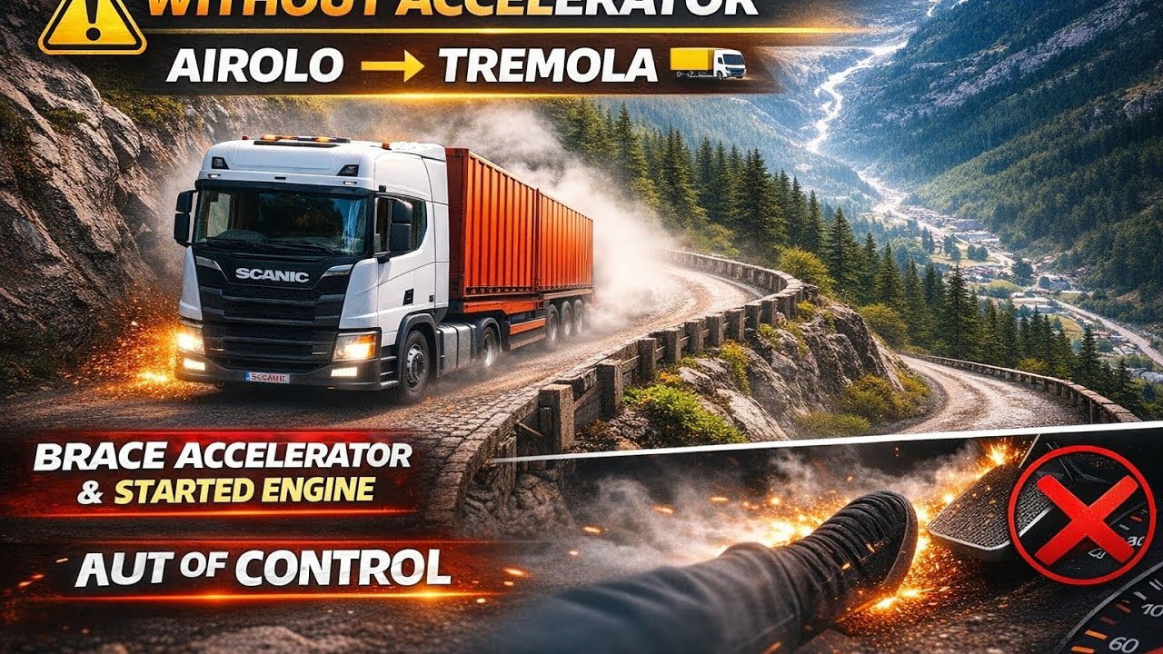 Truck Driving Without Accelerator 🚛 | Airolo to Tremola | Mountain Road