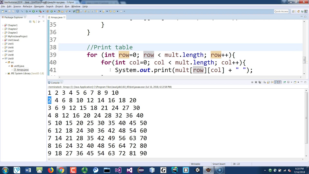 Multiplication Table (Java Programming 1)