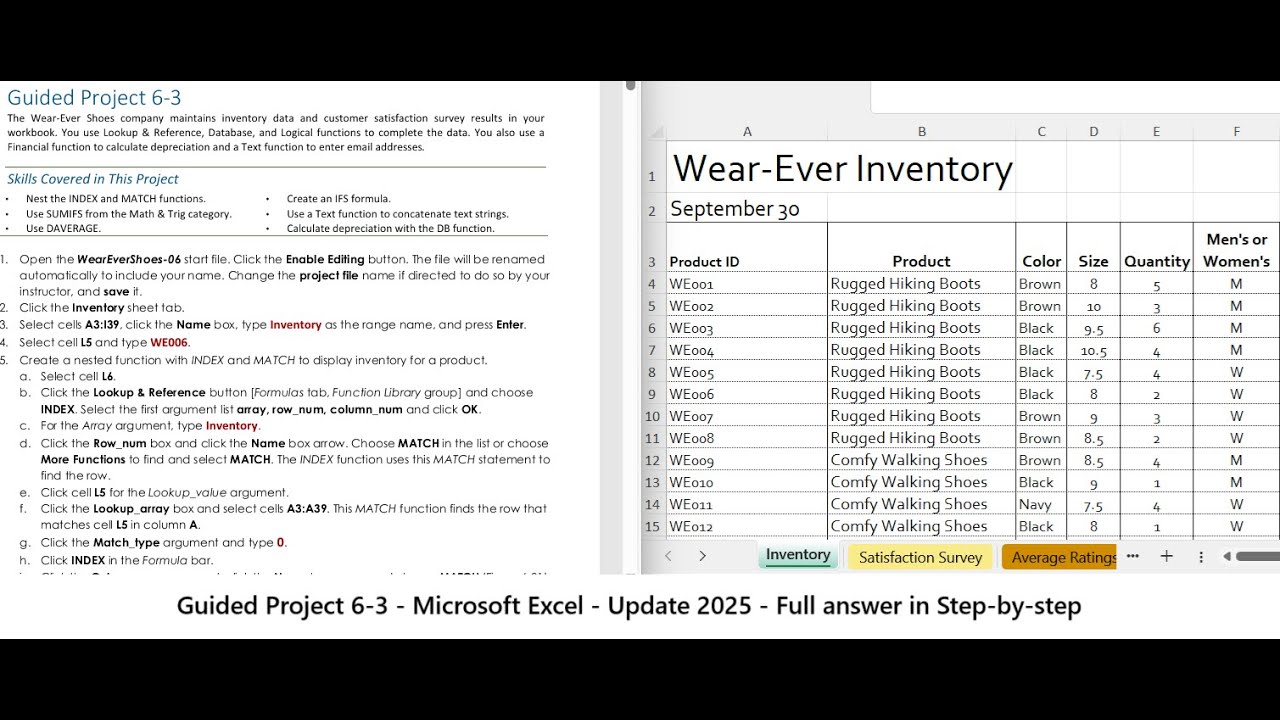 USING MICROSOFT EXCEL 2016 - Guided Project 6-3 - The Wear-Ever Shoes (Update in 2025)