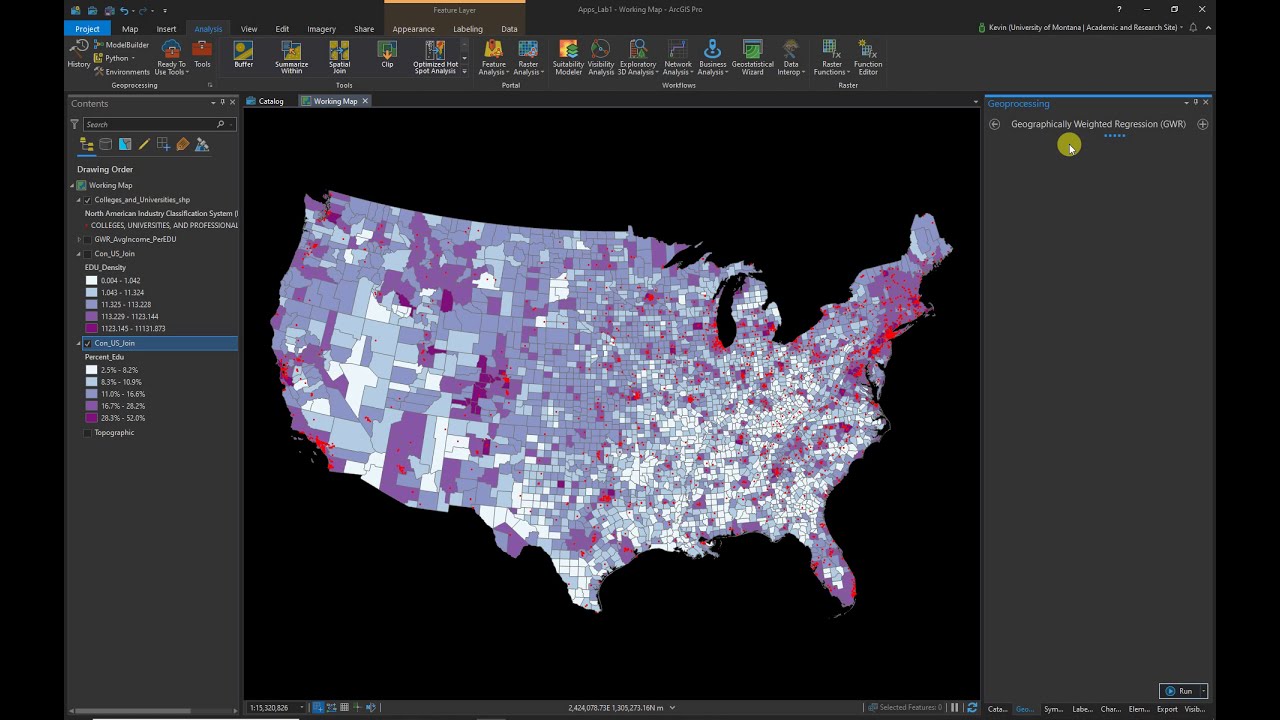GIS Apps – Lab 1, Part 2 – GWR Analysis with Choropleth Maps – ArcGIS Pro