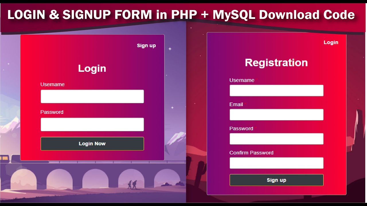 Login And Registration Form in PHP and MySQL | Login and Signup form in php mysql|Download Code.