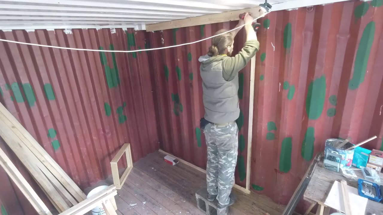 HOW TO FRAME 20 FT SHIPPING CONTAINER HOME