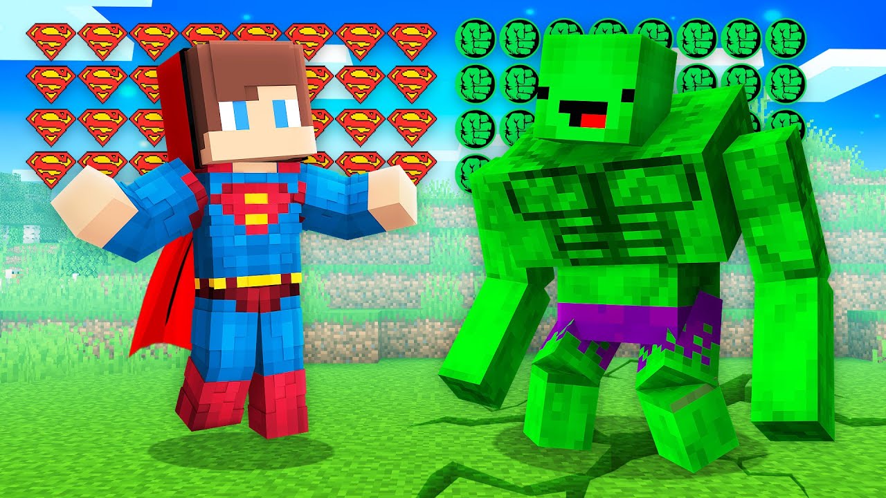 JJ Superman and Mikey Hulk Survival Battle in Minecraft Maizen!