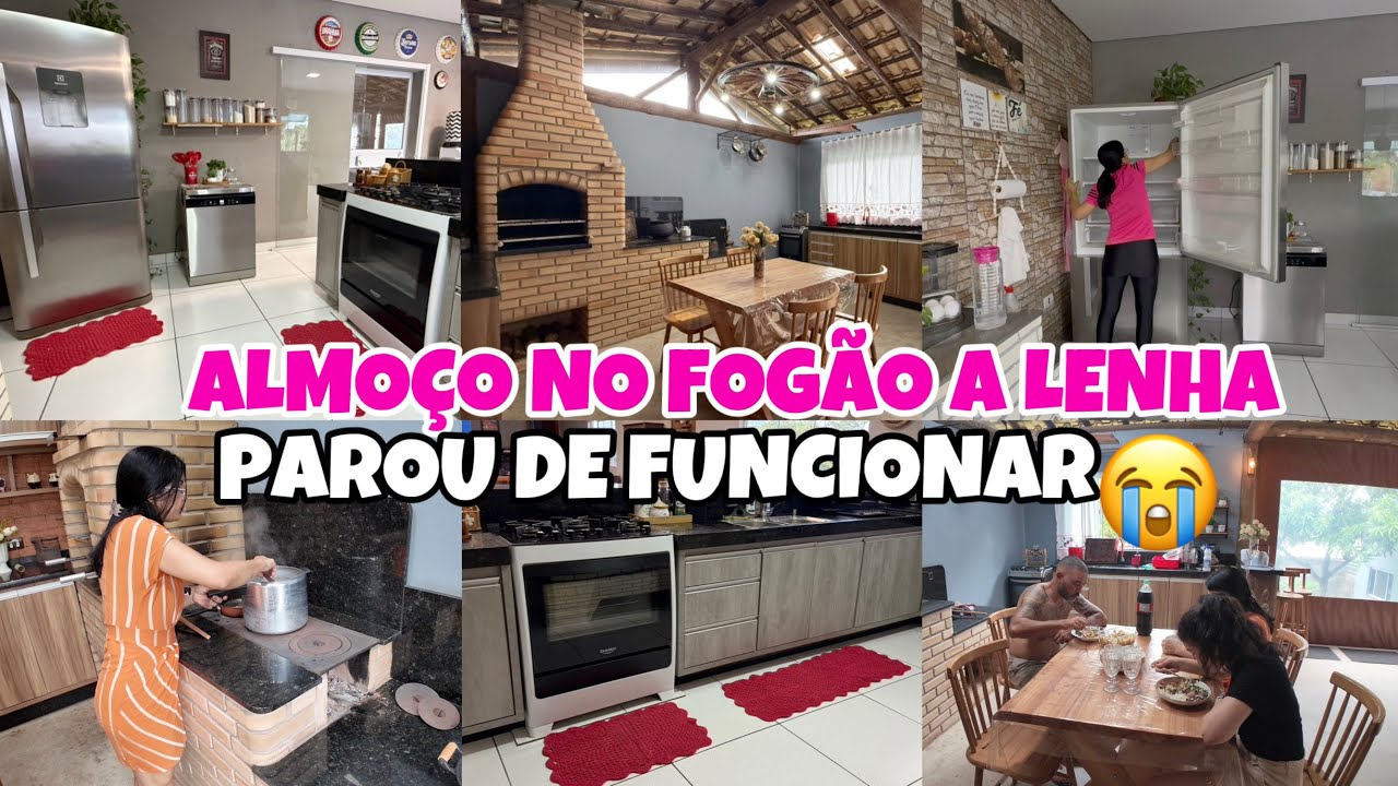 ALMOÇO COMPLETO NO FOGÃO A LENHA / Limpei As 2 Cozinhas / MUITO SERVIÇO MAS CONSEGUI TERMINAR 🥰