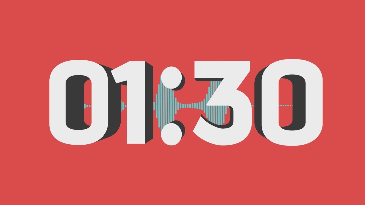 90 Second - 3D Timer - 1:30min Countdown With Music and Alert