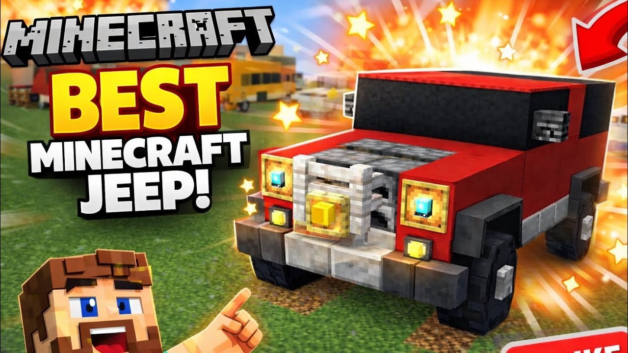 How To Build A Minecraft Jeep Wrangler Build Tutorial 🚙🔥 EASY Survival Friendly Car Design!