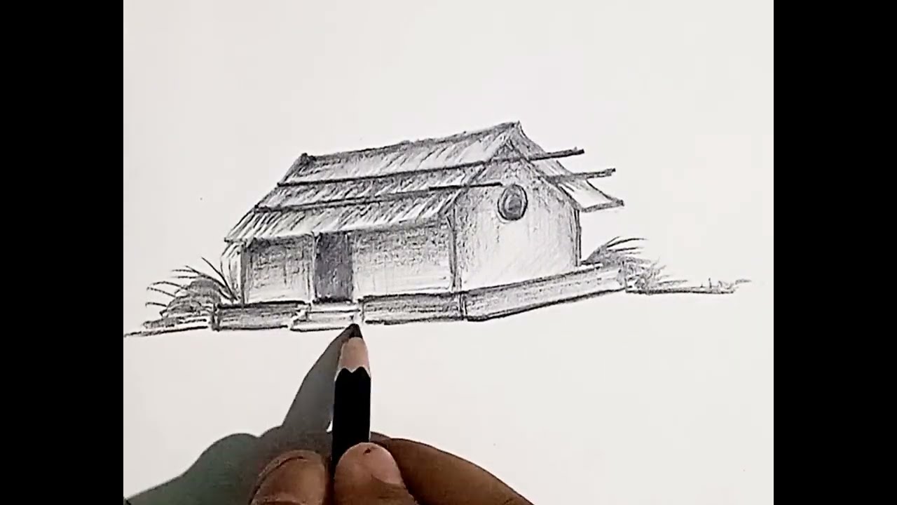 House drawing easy / House drawing step by step / Pencil Shading Drawing