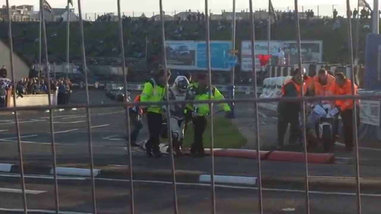 NW200 rider Paul Shoesmith after crash @ Metropole Corner 14-05-2015