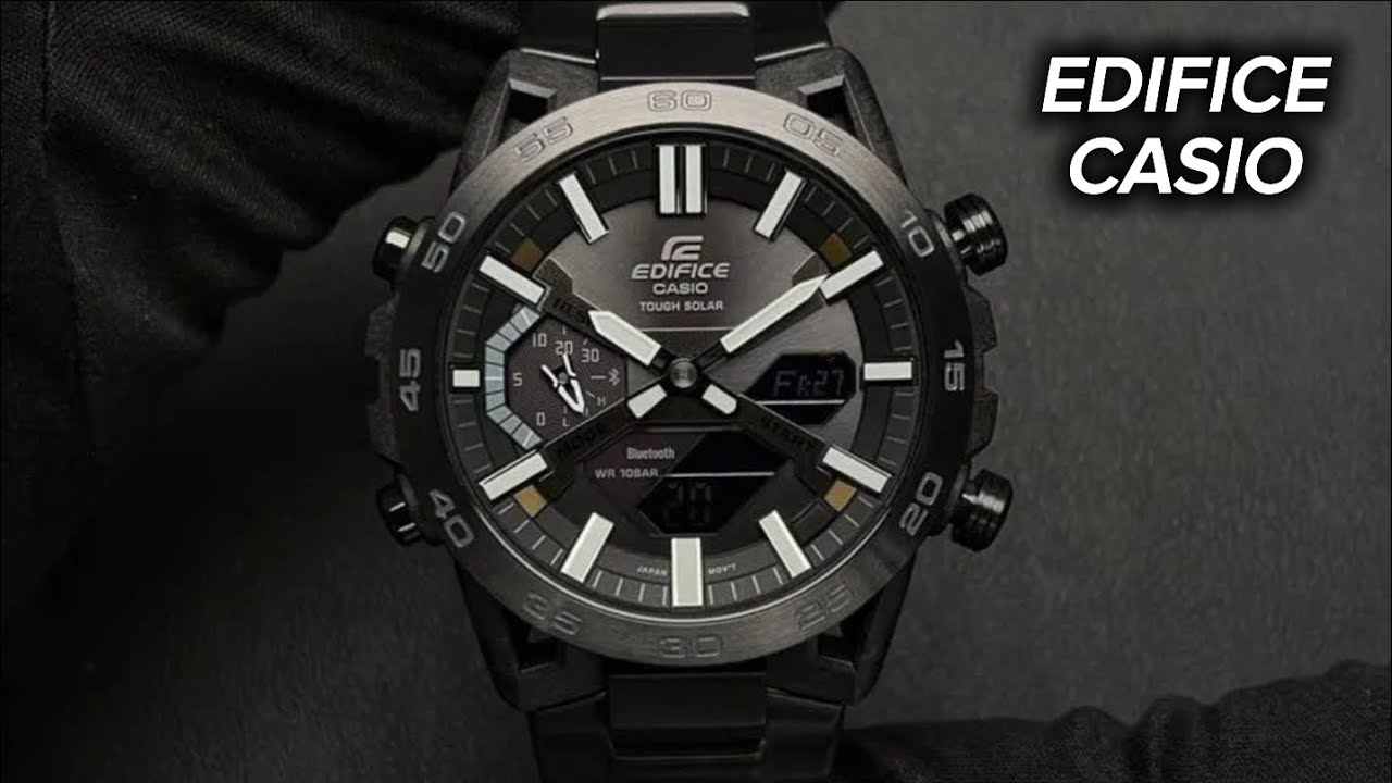 Мужские аналоговые часы Edifice Casio Tough Solar с черным циферблатом