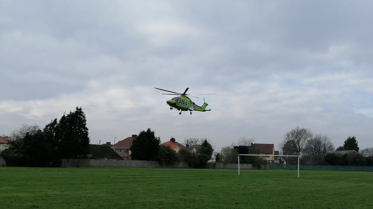 Children's Air Ambulance landing at Halewood Academy