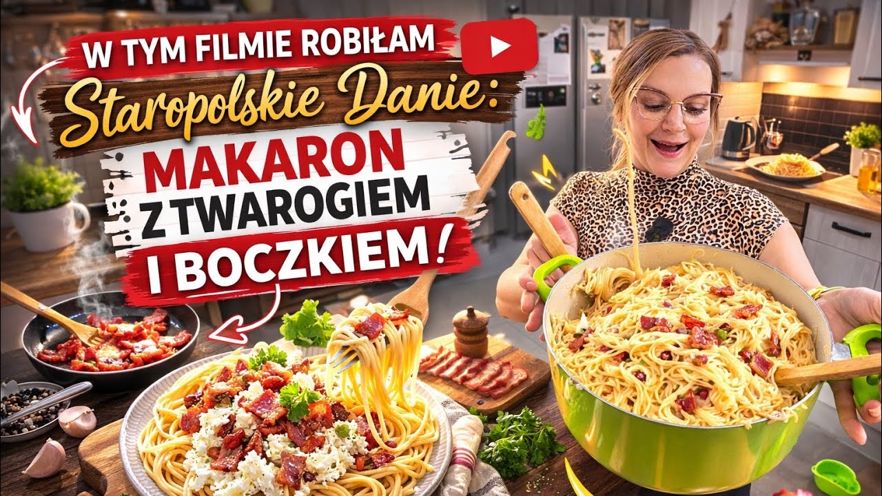 Szybki obiad za grosze! Makaron z twarogiem i boczkiem po domowemu
