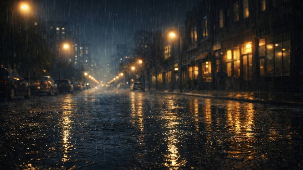 City Rain Sounds for Sleeping 🌃 3 Hours | Calm Night Rain & Distant Traffic