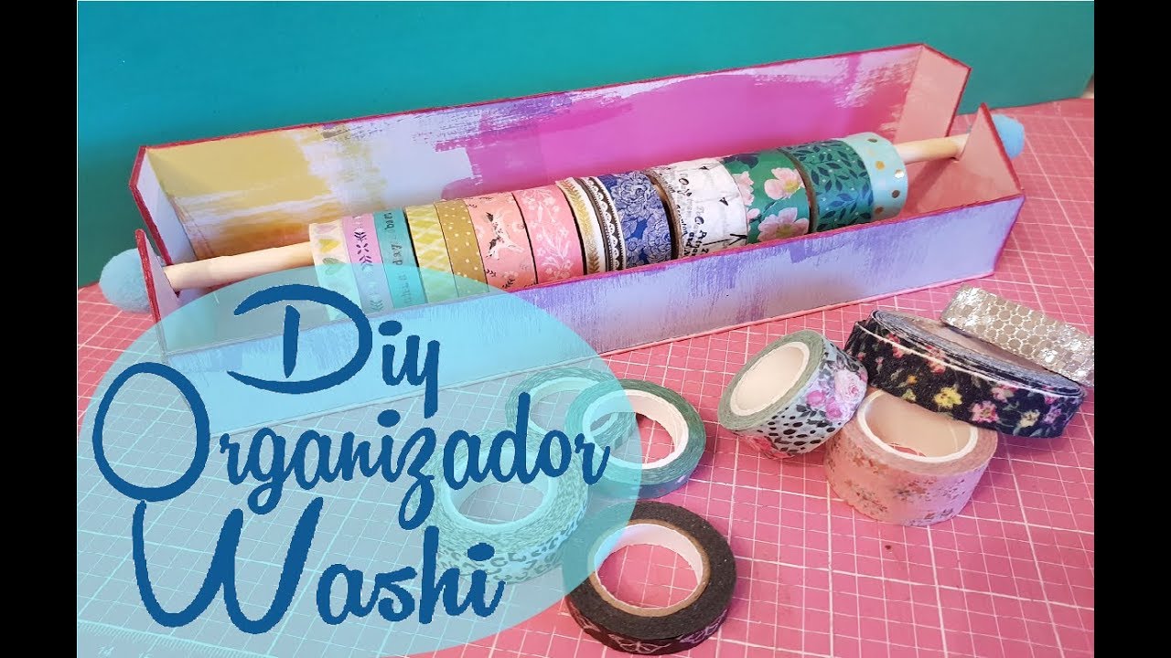 TUTORIAL ORGANIZADOR WASHI TAPE, DIY DE CARTONAGE,COMO HACER UN DISPENSADOR DE WASHI.