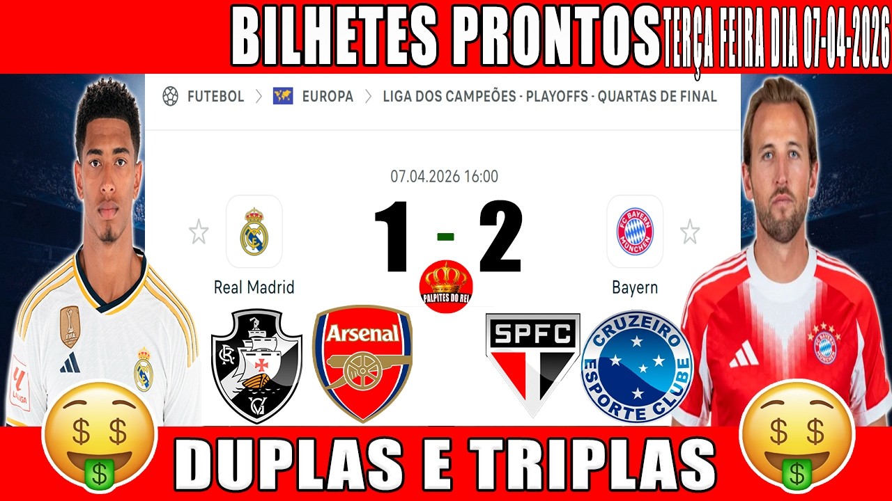 PALPITES DE FUTEBOL PRA HOJE DIA 07 04 2026   TER&Ccedil;A FEIRA